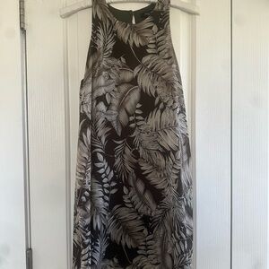 Brown Tropical Print Halter Maxi Dress